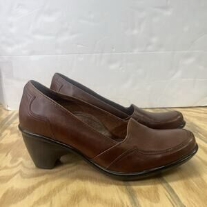 Dansko Ren Slip On Shoes Women EU 40 US 9 Loafer Heels Brown Leather Career